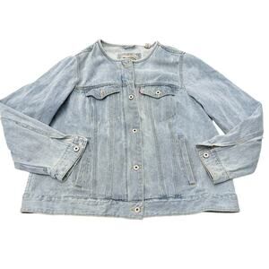 Levi's Light Wash Denim Jeans Zipper Button Down Jacket Size 1X